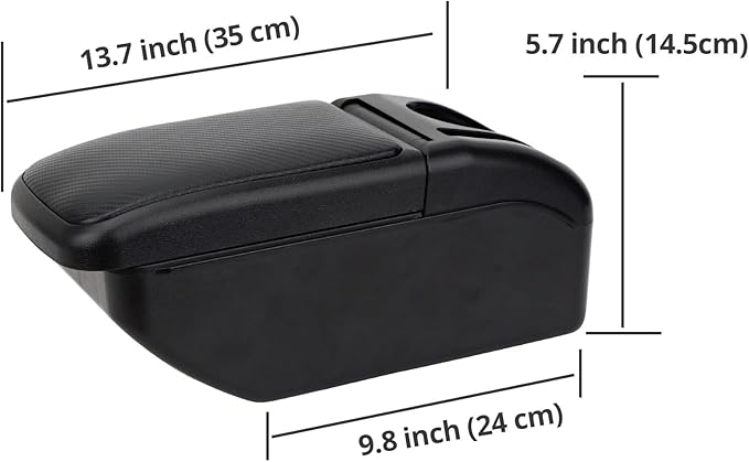 AULPHIKE Compatible with Ford Fiesta Armrest 3 2011-2018 Car Center Console Organizer Armrests Double Layer Storage with USB Ports(Carbon Fiber Style)