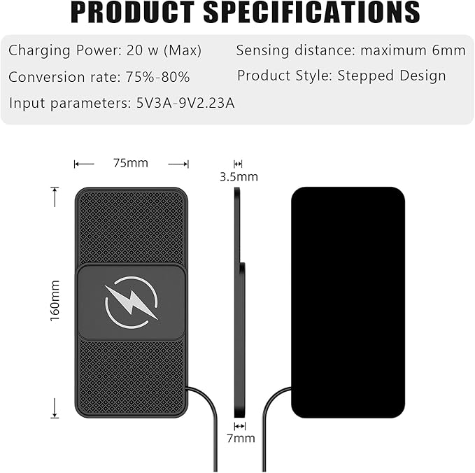Wireless Car Phone Charger for Lexus NX200t/NX300/NX300h, Type C/USB 20W Fast Charging Pad, Non-Slip Charging Station for Travel Home Office Desk, Lightweight,Type-C