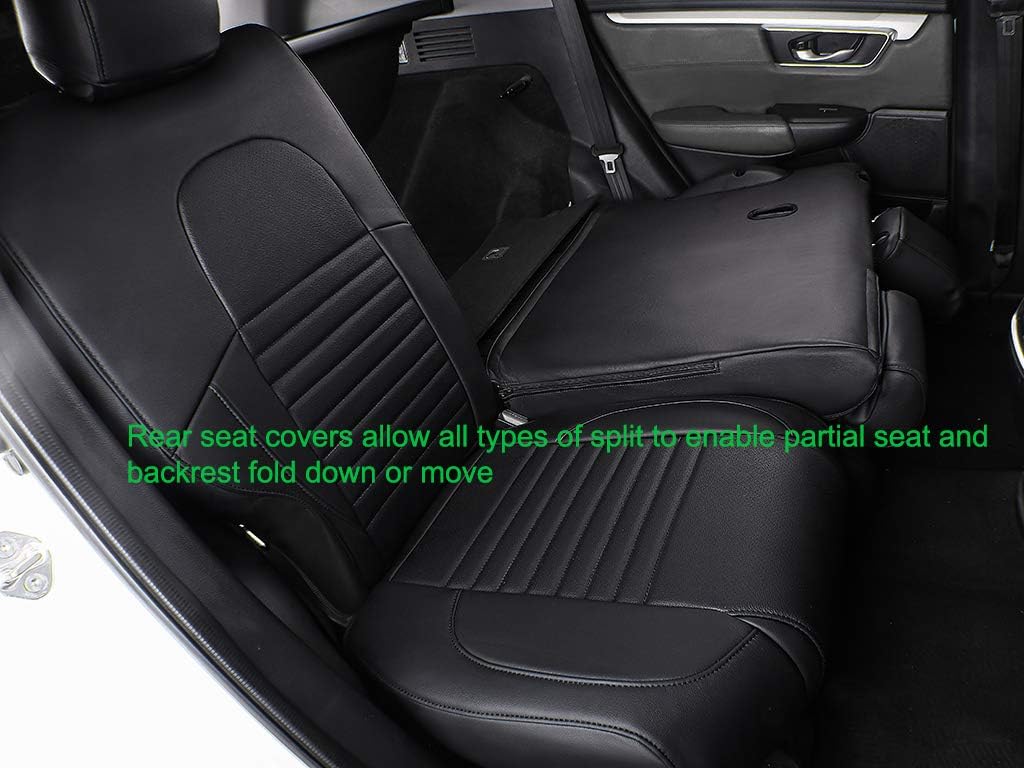 EKR Accord Car Seat Covers for Honda Accord EX-L,Touring,Sport,EX,Hybrid 2018 2019 2020 2021 2022(Rear Row 40/60 Split Backrest),Car Seat Protector,Waterproof Automotive Seat Covers,Leather(Black)