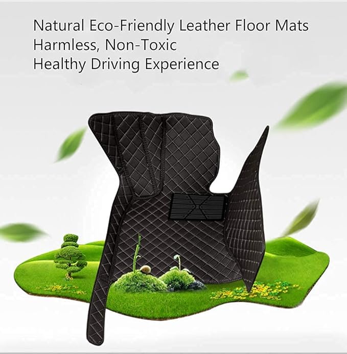 Custom Making Car Floor Mats Compatible for 2000-2025 All Mode Sedan SUV Sports Car Full Coverage Cute Pads Protection Non-Slip Leather Floor Liners (Black and Black bar)