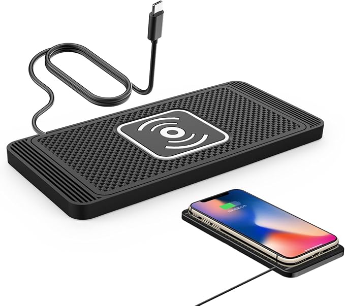 Car Wireless Charger Pad for Ford F-150, Fast 15W Slim Qi Wireless Charging Pad with USB/Type-C Cable Non-Slip Charging Mat for Car,15W-Type-c
