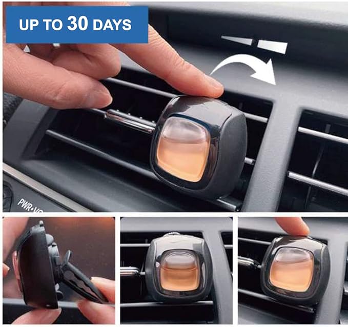 Car Air Fresheners Vent Clips, Essential Car Odor Eliminator, Perfect Scented Car Accessories, For Long Lasting Fragrance up to 30 days, 0.07 FL.OZ (Black Diamond, 4 Packs)