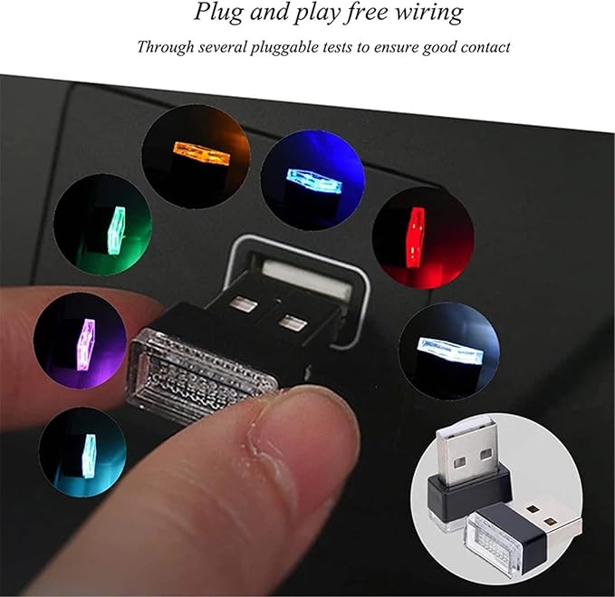 1/4/10 PCS USB LED Light Car Interior Styling Atmosphere Decorative Lamps Mini Universal Portable Ambient Lighting Kit Red Bule(1 PCS_Blue)