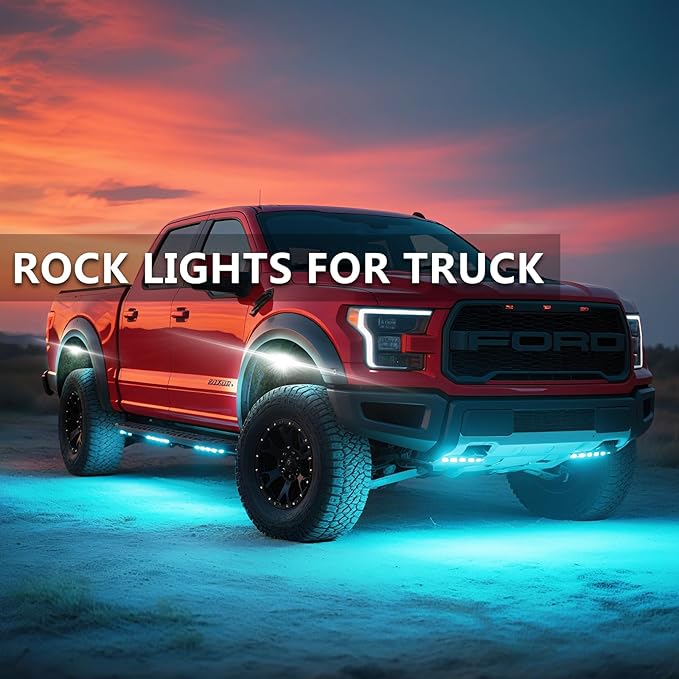 20 Pods Segmented Alloy RGB LED Rock Lights for Semi Trucks Trailer Pickup Offroad Boat RV, Waterproof Shockproof Metal Underglow Kit with APP/RF Control Sync Music Multicolor Underbody Fender Light