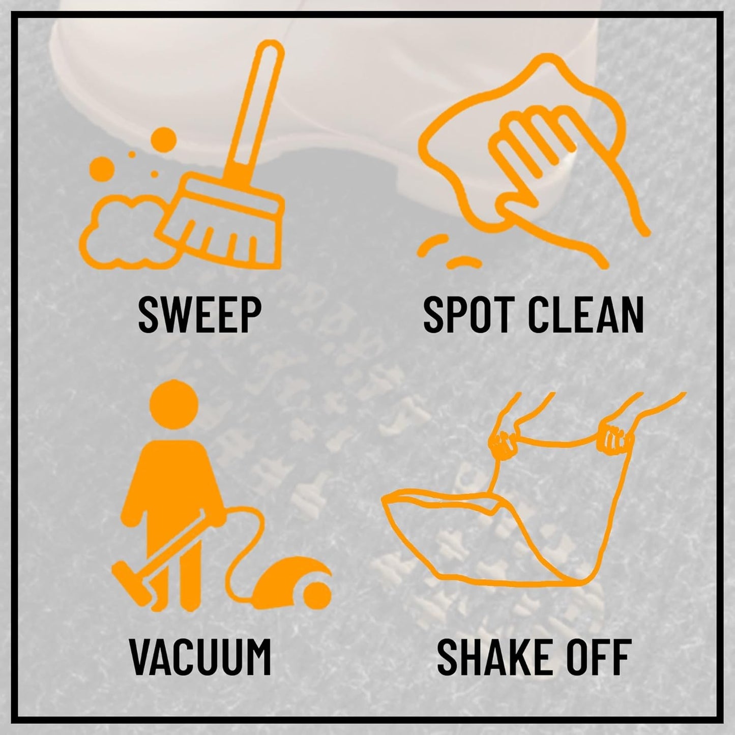 Ottomanson 2' x 46' Hallway Runner with Scraper Pile Extra Durable Non-Slip Rug Mat for Indoor & Outdoor Use - Ideal for Kitchen, Entryway, Patio & Garage - High-Traffic Carpet, Black
