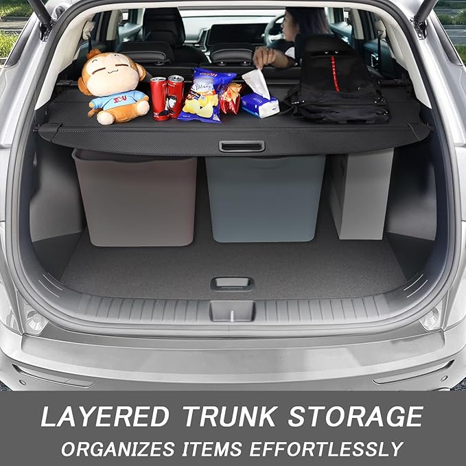 Cargo Cover for Hyundai Tucson 2026 2025-2022 Accessories Retractable Trunk Cover Security Shielding Shade Cargo Luggage Cover Trunk Privacy Protection (Carbon Fiber Texture)