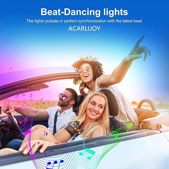 Acrylic Interior LED Ambient Light, Ten in One Ambient Lighting Kit, Ambient Lighting Car Interior, Suitable for Dynamic Car Chase, Music Synchronization, Neon Atmosphere Lighting Kit