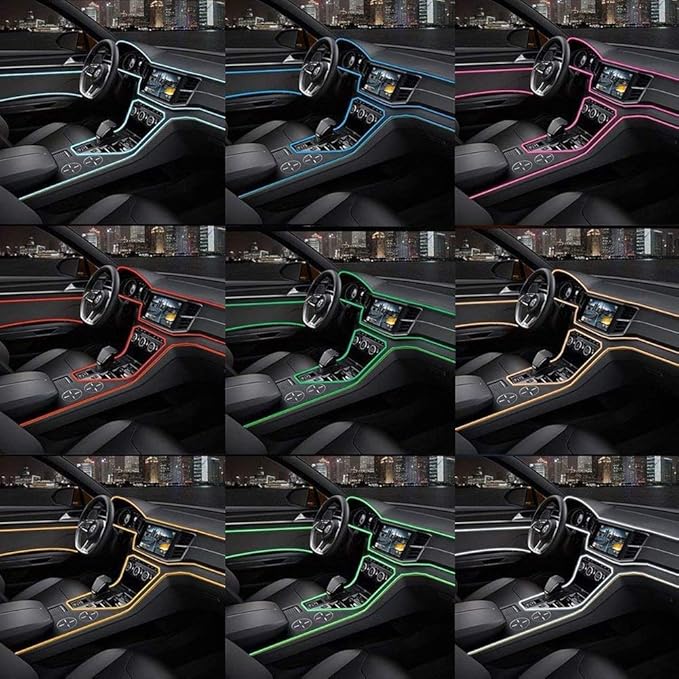Car Lights Interior El Wire Car kit Cold Interior Trim Bright Light for Car Interior Decoration(5m/16ft,Red)