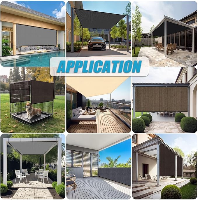 Amagenix 90% Sun Shade Cloth with Grommets, 5' x 12' Pergola Replacement Shade Cover Canopy Privacy Screen for Outdoor Patio Garden, Blue Gray (We Customized)