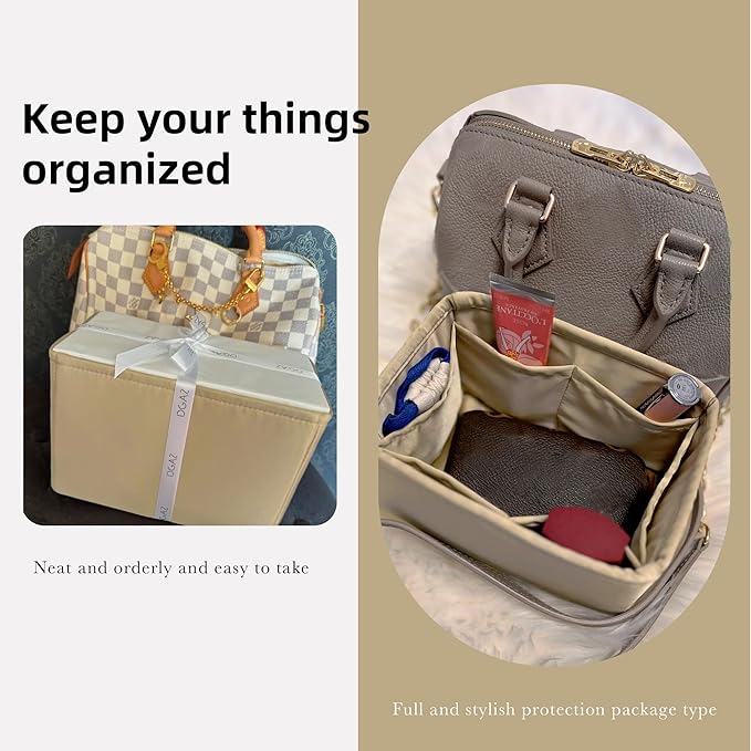 DGAZ Silk Purse Organizer Insert Fits LV Speedy 16/20/25/30/35/40/45 bags,Silky Smooth Bag Organizer,Luxury Handbag & Tote Shaper(S2 trench,SP35)