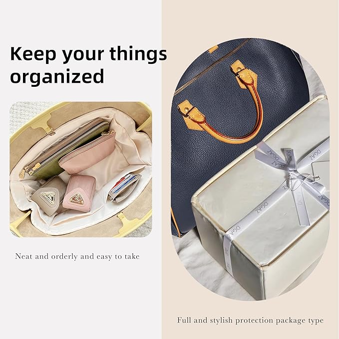 DGAZ Silk Purse Organizer Insert Fits LV Speedy 16/20/25/30/35/45 bags,Silky Smooth Bag Organizer,Luxury Handbag & Tote Shaper(Craie,New nano 16)