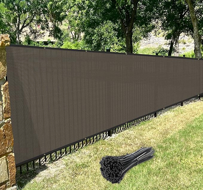 Windscreen4less Privacy Fence Screen Heavy Duty Windscreen Fencing Mesh Fabric Shade Net Cover with Brass Grommtes for Outdoor Wall Garden Yard Pool Deck, 8'x178' Brown