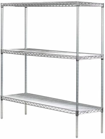 Omega Stainless Steel Shelves, 21" Deep x 60" Wide x 34" High 3 Tier Heavy Duty Wire Shelving Unit for Kitchen Garage Office Restaurant Warehouse 800-lb Per Shelf Weight Capacity
