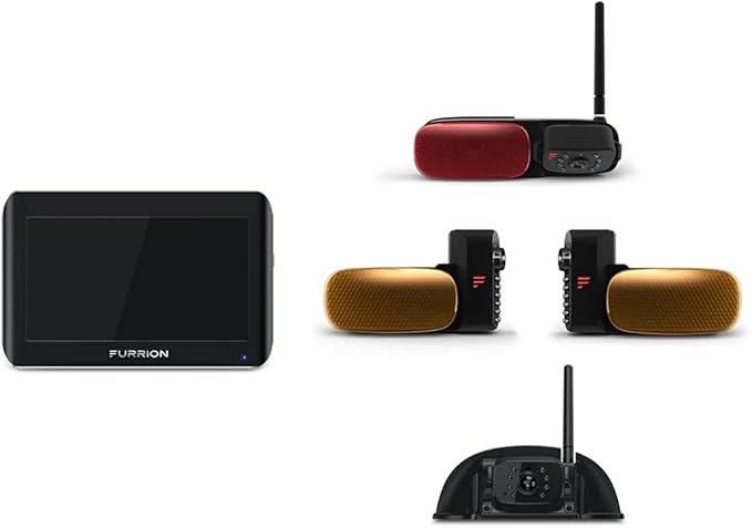 Furrion Vision S 4-Camera Wireless RV Backup System with 7-Inch Monitor, 1 Rear Sharkfin, 1 Doorway Security, 2 Side Cameras, Infrared Night Vision, Wide-Angle View, Hi-Res, Waterproof - FOS07TAPM