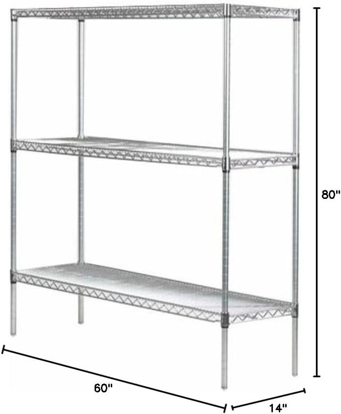 Omega 14" Deep x 60" Wide x 80" High 3 Tier Gray Starter Shelving Unit