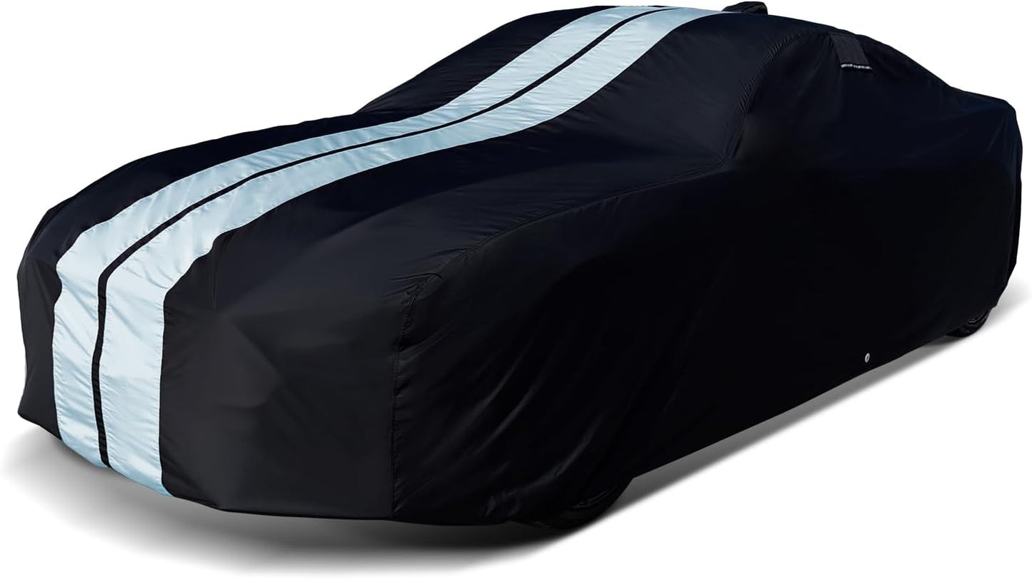 iCarCover Custom Car Cover for Pontiac Lemans Wagon (1978-1981) Waterproof All-Weather Rain Snow UV Sun Protector Full Exterior Indoor Outdoor Car Cover (Stripe - Black/Gray)