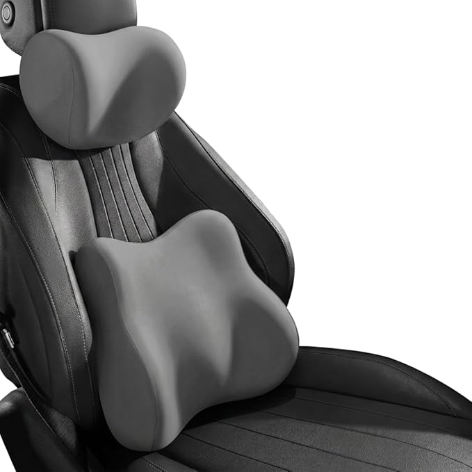 Car Headrest Pillow & Lumbar for Audi S3 (8V) Sedan 2013-2020, Car Seat Neck Pillow Back Support, Breathable All-Season Automotive Seat Cushions, 2PCS,B Gray