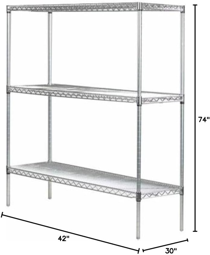 Omega 30" Deep x 42" Wide x 74" High 3 Tier Chrome Starter Shelving Unit