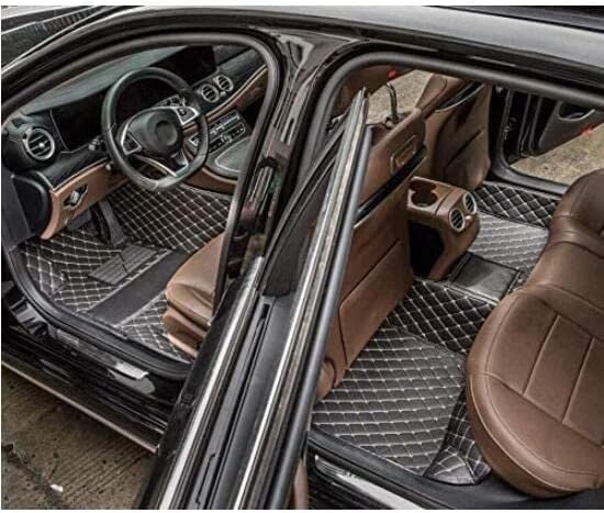 Custom Car Floor Mat Compatible with 97% Car Models Luxury Leather All Weather Waterproof Anti-Skid Full Coverage Car Mats (Black)