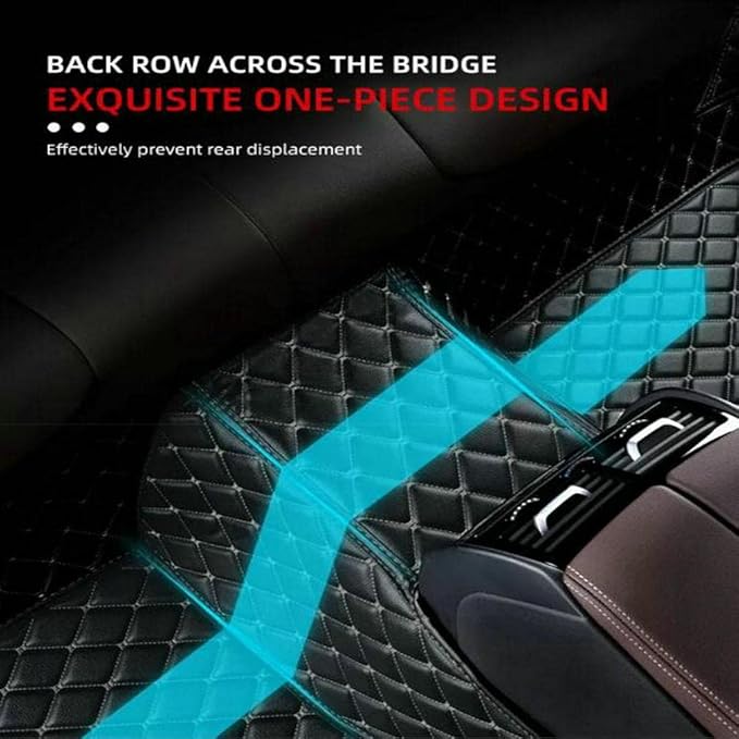 TREGOO All Weather Car Mats Custom Fit Non Slip Floor Mats for 1998-2025 Cars Personalized Leather Protection Pads Suitable for Men Women (Edge White, Medium Black and White)