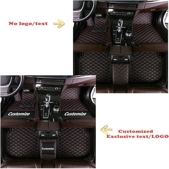Custom Making Car Floor Mats Protection Pads for 99% Sedan/Coupe/Hatchback/SUV/Pickup Men Women Car Floor Mats Coverage Pads Anti-Slip Leather Floor Lining (Red+Black Stripe)