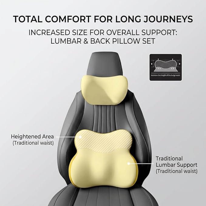 Car Headrest Pillow & Lumbar for Audi A6 C5 4B Avant A6 C6 4F Avant A6 C6 4F Allroad, Car Seat Neck Pillow Back Support, Breathable All-Season Automotive Seat Cushions, 2PCS,A Black