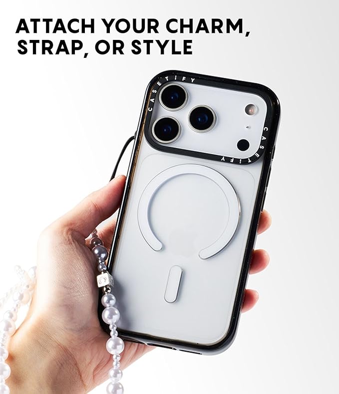 CASETiFY Impact iPhone 17 Pro Max Case [Slim/Compatible with Magsafe / 8.2 ft. 4X Military Grade Drop Protection] - Classic Dottie - Blank Slate - Clear Black