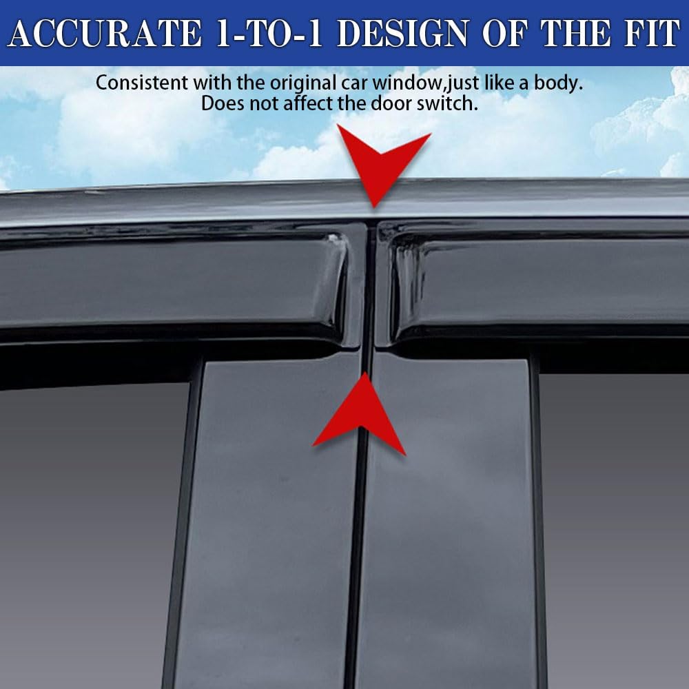 Rain Guards for Edge 2015-2024 SE SEL ST ST-Line Titanium, Tape-on Side Window Deflectors, Window Visors for Edge Cars, for Car Accessories, 4 pcs