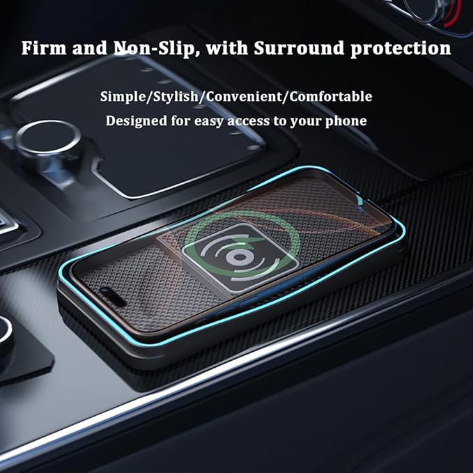Car Wireless Charger Pad for Toyota Tacoma 2000-2025, Type-C/USB 20W Fast Wireless Car Charger Pad Non-Slip Cordless Charging Mat,B-30cm Cable USB Plug