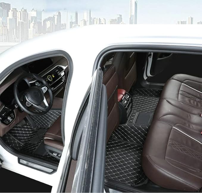 Custom Car Floor Mats Fit for 99% Sedan SUV Sports Car Full Coverage Pads Leather Floor Liners Mat Women Men (Blue)