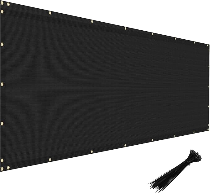 Windscreen4less Privacy Fence Screen Heavy Duty Windscreen Fencing Mesh Fabric Shade Net Cover with Brass Grommtes for Outdoor Wall Garden Yard Pool Deck, 8'x224' Black