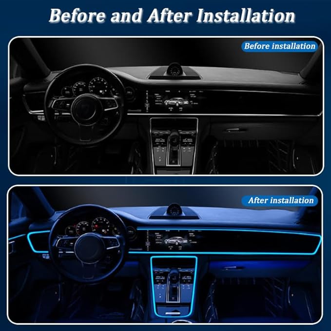 Car LED Lights Interior for Cadillac SRX 2010–2016, 6 in 1 Ambient Lighting Kit with Remote Control, Car USB LED Strip Lights with Sync to Music, for Cars Trucks SUVs, 8m