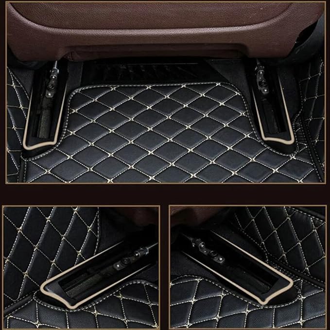 Car Floor Mats Automotive Floor Mats Vehicle Specific All Weather Protection Custom Compatible with Most of 98% Cars SUVs (Black Beige)