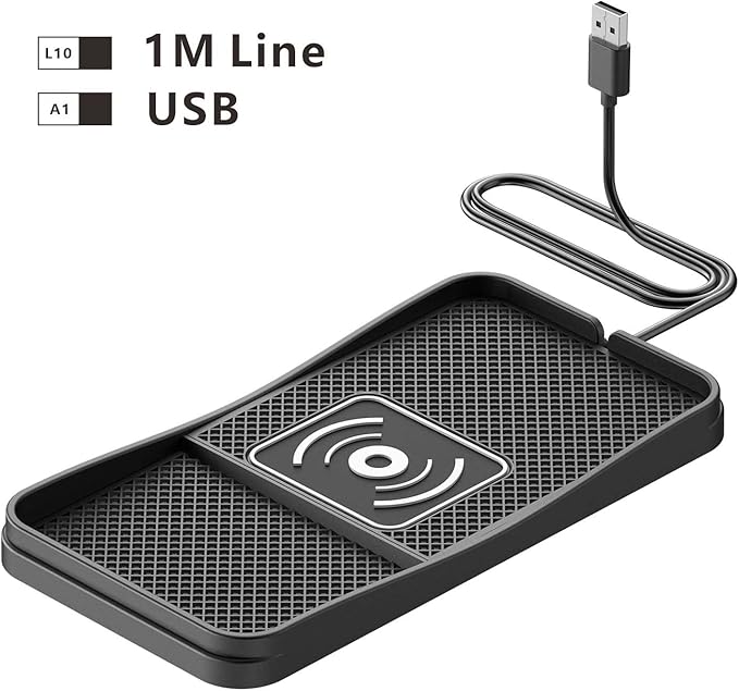 Car Wireless Charger Pad for Ford Bronco Flex Freestyle/Mustang Mach-E 2005-2025, Fast Car Wireless Charging Pad for Car Center Console, Non Slip Charging Mat,1M-USB