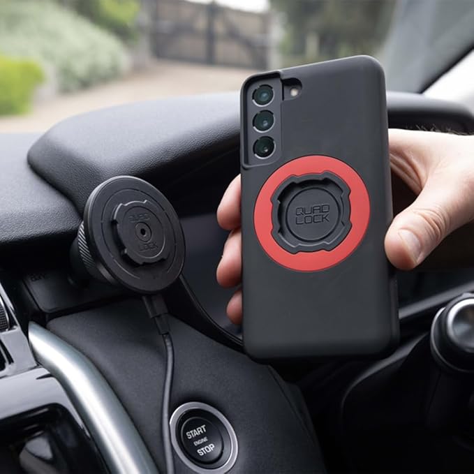 Quad Lock Adhesive Dashboard/Console Car Phone Holder Kit with MAG Wireless Charging Head V2 and MAG Phone Case for iPhone 12 Mini