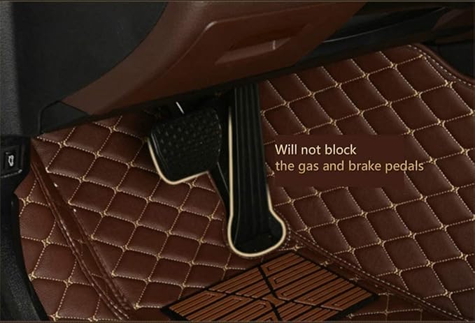 Custom Car Floor Mats for 96% Sedan SUV Sports Car Protection Full Coverage Pads Anti-Slip Leather Floor Lining All Weather Car Floor Mats (Black Gold)