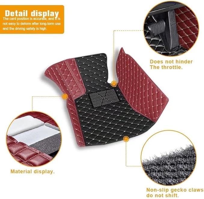 Custom Car Floor Mats for 96% Sedan SUV Sports Car Protection Full Coverage Pads Anti-Slip Leather Floor Lining All Weather Car Floor Mats (Black with Brown)