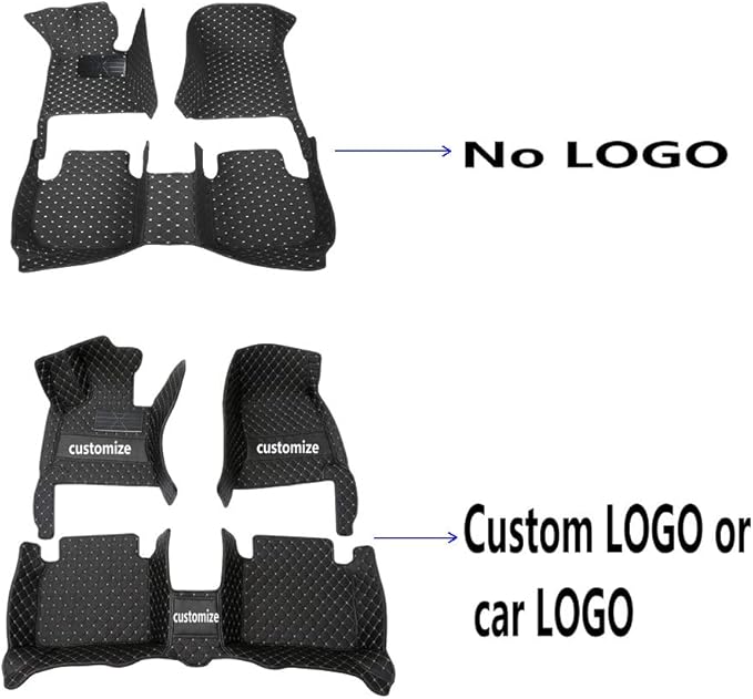 KaiLaiCarCustom Automotive Car Floor Mats for 99.99% Sedan SUV Sports Car Men Women Protection Full Coverage Pads Anti-Slip Leather Floor Lining (Pink + Black Beige, C- Diamond Double Spelling)