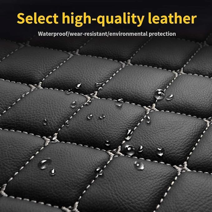 Custom Making Car Floor Mats for 90% Car Model Luxury Leather All Weather Waterproof Anti-Skid Full Coverage Liners (Black and red)