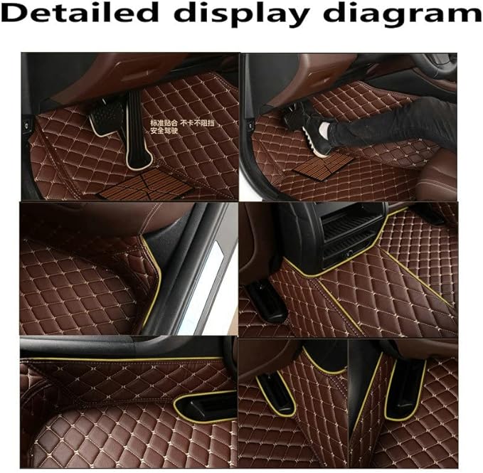 KaiLaiCarCustom Automotive Car Floor Mats for 99.99% Sedan SUV Sports Car Men Women Protection Full Coverage Pads Anti-Slip Leather Floor Lining (Red Diamond + red Strip, D- Diamond + Strip)