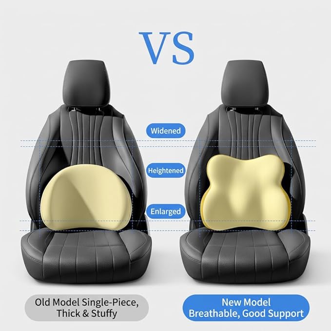 Car Headrest Pillow & Lumbar for Audi Q7 2007-2023, Car Seat Neck Pillow Back Support, Breathable All-Season Automotive Seat Cushions, 2PCS,A Black