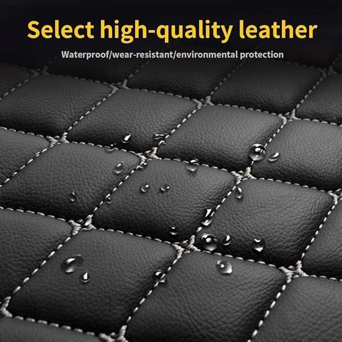 Custom Car Floor Mat Compatible with 97% Car Models Luxury Leather All Weather Waterproof Anti-Skid Full Coverage Car Mats (Wine with Black)