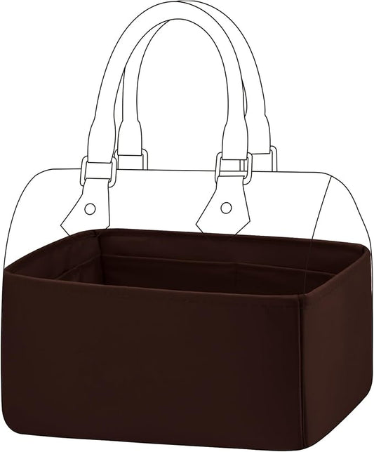 DGAZ Silk Purse Organizer Insert Fits LV Speedy 16/20/25/30/35/45 bags，Silky Smooth Bag Organizer，Luxury Handbag & Tote Shaper（Global Brown，SP30）