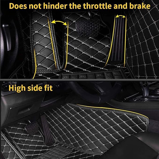 Custom Making Car Floor Mats for 90% Car Model Luxury Leather All Weather Waterproof Anti-Skid Full Coverage Liners (Wine red)