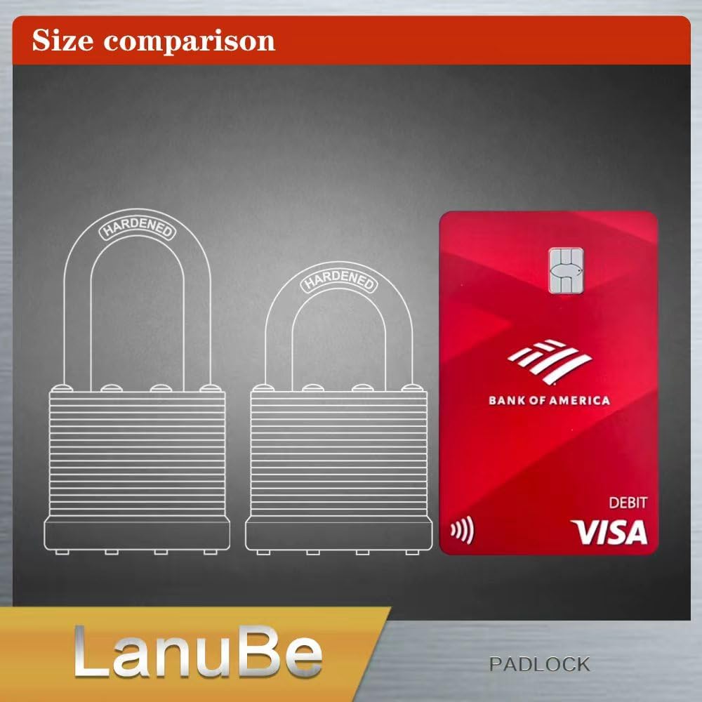 LanuBe Lock Laminated keyed Padlock (1-9/16", 40mm), keyed Alike Locks, Normal Shackle, Pack of 12…
