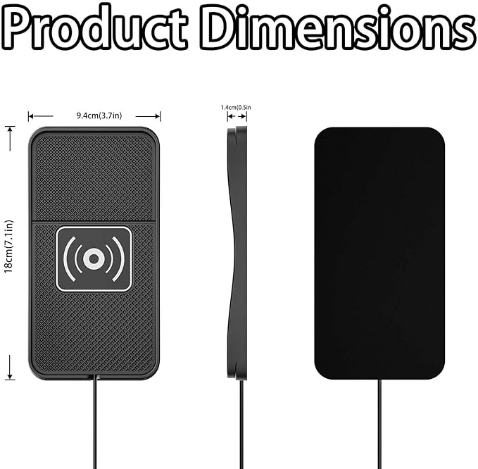 Car Wireless Charger Pad for VW Golf/GTI 2000-2026, Fast Car Wireless Charging Pad for Car Center Console, Non Slip Charging Mat,1M-Type C