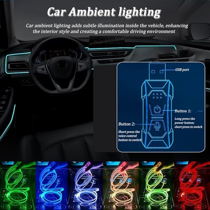 Car LED Strip Light for Fiat 500 500e 500X 500L, 6 in 1 Car Ambient Lighting Kits, Interior Interior Light Sync to Music, Auto Decorations Interior Accessories, 8M