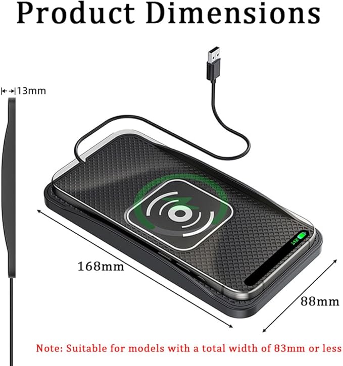Wireless Car Charger Pad for Honda HR-V 2016-2026, Type-C/USB 20W Car Wireless Charger Non-Slip Phone Charging Pad Car Accessories,B 30cm Cable USB Plug