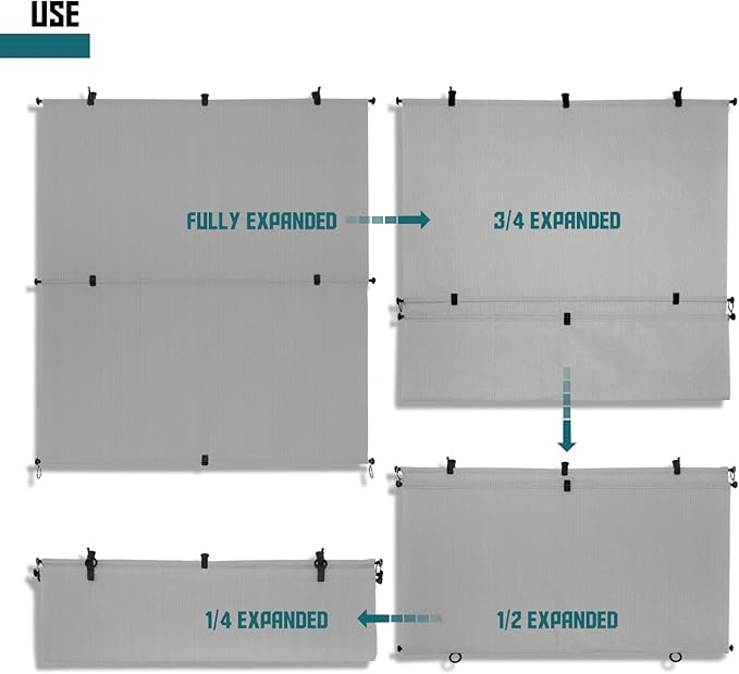 Bynbbur 4'W x 14'H Outdoor Patio Shades Foldable Roller Blinds, 220 GSM Sun Shade Roll Up Porch Screens Exterior Shade Cloth for Deck Pergola Backyard, Light Gray