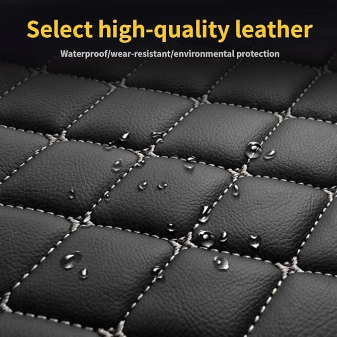 Custom Making Car Floor Mats Compatible for 2000-2025 All Mode Sedan SUV Sports Car Full Coverage Cute Pads Protection Non-Slip Leather Floor Liners (Black Blue Line)